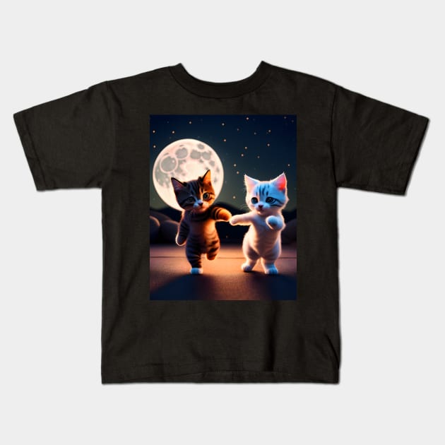 Adorable Cat Illustration- Modern Digital Art Kids T-Shirt by Ai-michiart